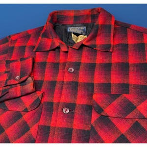 Vintage 70er Jahre Pendleton USA Shadow Karo Wolle Bordhemd Flanell M/L