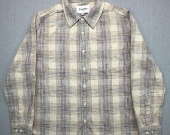 Corridor Herren Beige texturiertes gewebtes Button Down Shirt Medium M