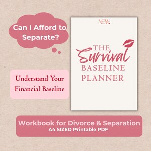 Survival Baseline Planner: Divorce & Separation Financial Understanding Workbook Printable PDF