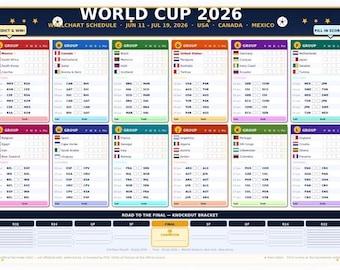 World Cup 2026 Wallchart Printable | football Wallchart & predictor , Group Tables + knockout Bracket , A4 and US letter PDF.