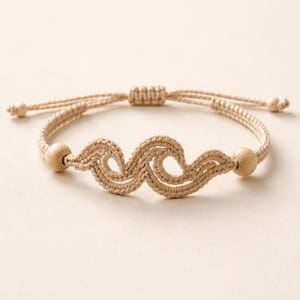 Patrón de pulsera de ganchillo, pulsera boho wave, minimalista, ajustable, joyería hecha a mano, patrón DIY