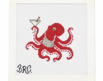 Tentacles & Tinis 18 Mesh Hand-painted Needlepoint Canvas