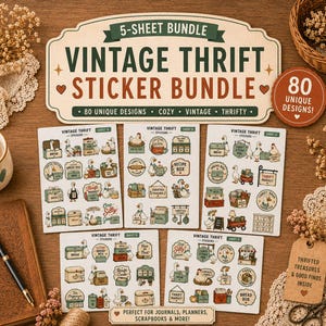 Thrift Bundle PNG, 80 Vintage Thrift Designs, Bread Box Breadbox, Hen on Nest, One Silly Goose, Recipe Box, Tea Organizer, Thrifting PNG