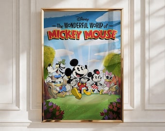 Mickey Mouse Poster | Classic Disney Wall Art | Vintage Cartoon Print | Nostalgic Animation Decor | Magical Character Poster | Fan Gift