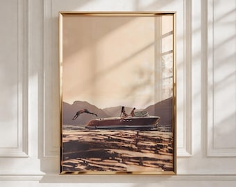 Luxury Boat Poster | Yacht Wall Art | Coastal Lifestyle Print | Old Money Aesthetic Decor | Mediterranean Summer Poster | Gift