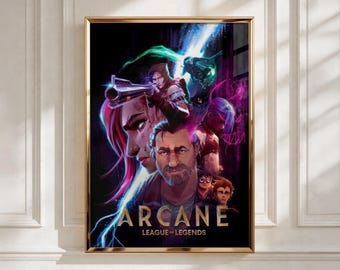 Arcane-affisch | League of Legends-väggkonst | Piltover & Zaun-tryck | Animerad fantasy-dekor | Estetisk spelaffisch | Fangåva