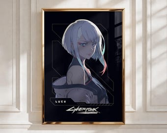 Lucy Cyberpunk-affisch | Anime-väggkonst | Futuristiskt neontryck | Edgerunners-inspirerad dekor | Sci-fi-estetisk affisch | Fanpresent