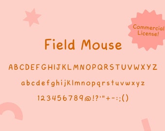 Commercial Font: Field Mouse - A Hand-Printed Font | A simple + sweet hand lettered font for branding logos graphic design packaging posters