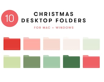 10 Christmas Folder Icons | Holiday bundle for Mac + Windows ico and png files aesthetic winter organize