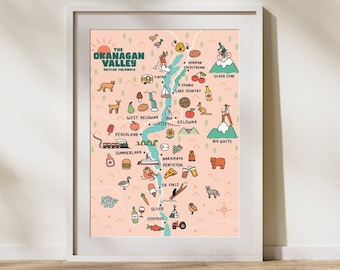 Summer Okanagan Map - DIGITAL PRINT - Printable Art File