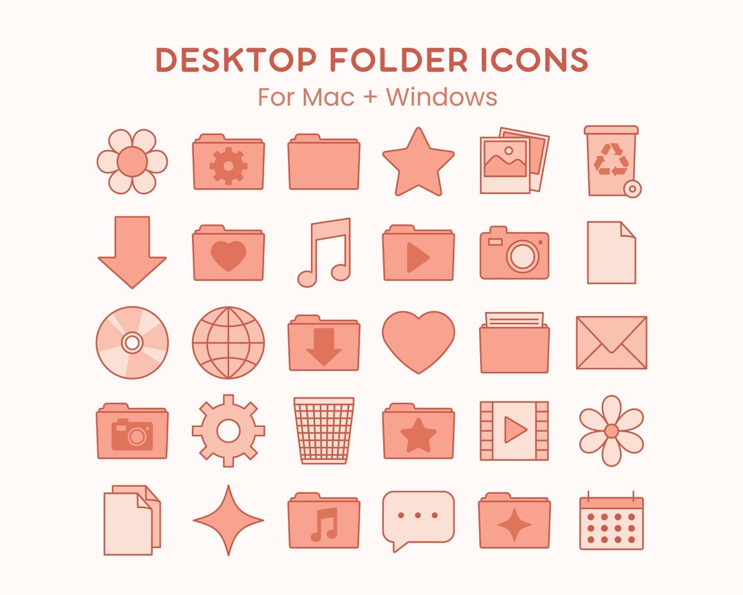 Pink Folder Icons 30 Desktop Icons for Mac Windows Peach Etsy
