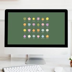 Desktop Icon Set 25 Illustrated Icons for Mac Windows cute flowers spring colorful bright fun fashion bold organized aesthetic retro image 2