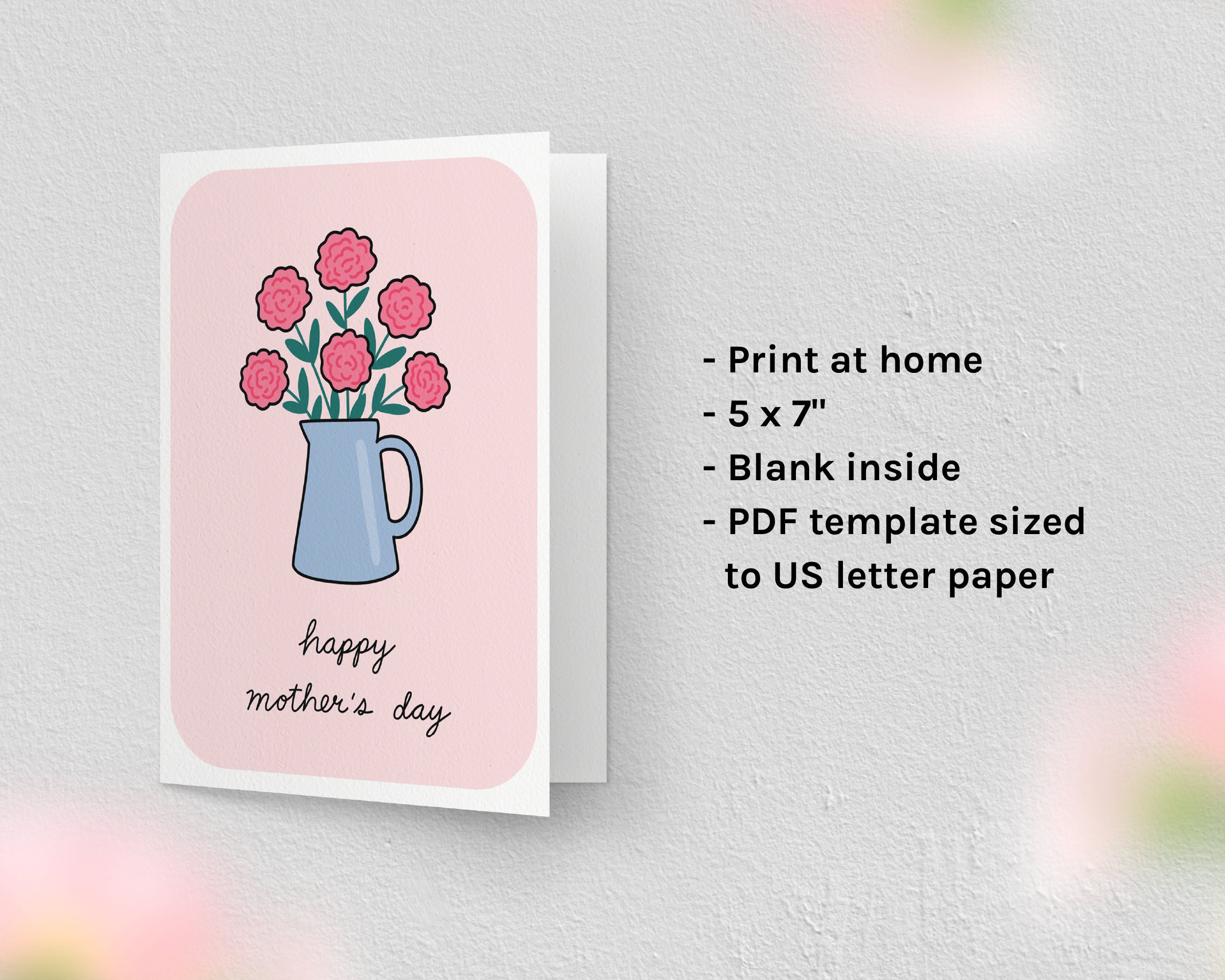 Printable Mother's Day Card 5x7 PDF Happy | Etsy