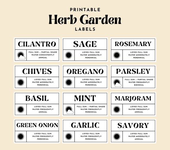 Printable Herb Garden Labels 8.5 X 11 Sheet Mint - Etsy