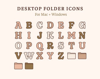 108 Folder Icons for Mac + Windows | Alphabet + folder icons in peach, tan, leaf + cream