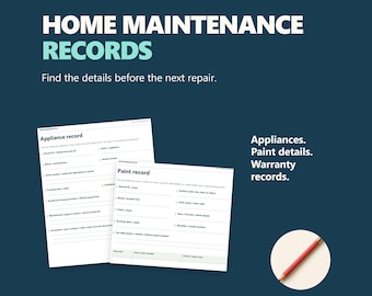 Home Maintenance Records: Fillable Appliance, Paint and Warranty Organizer, Letter & A4