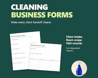 Cleaning Business Forms: Fillable Client Intake and Job Checklists, Letter & A4
