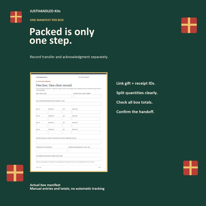 Gift Drive Planner, Intake Log, Handoff Forms (PDF) image 3