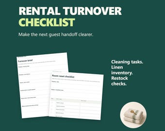 Vacation Rental Turnover Checklist: Fillable Cleaning, Linen and Restock Forms