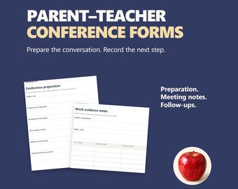 Parent Teacher Conference Forms: Fillable Preparation, Meeting Notes and Follow-Up Planner