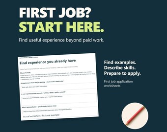 First Job Application Worksheet: No Experience Job Search Helper, Fillable PDF