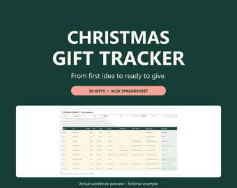 Christmas Gift Tracker Spreadsheet for Google Sheets, Budget and Present Checklist, XLSX Download