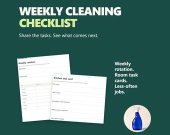 Cleaning Checklist: Fillable Weekly Rotation and Room Task Cards