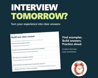 Job Interview Prep Worksheet: Interview Tomorrow Planner, Fillable PDF