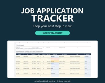 Job Application Tracker Spreadsheet for Google Sheets, Follow-Up Dates and Notes, XLSX Download