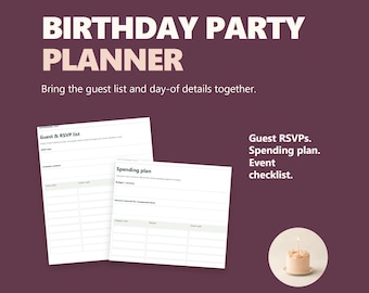 Birthday Party Planner: Fillable Guest List, Budget and Event Checklist