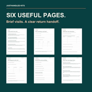 Planificador de visitas a domicilio, registro de visitas del cuidador de la casa y traspaso de información, PDF rellenable, tamaño carta y A4. imagen 4