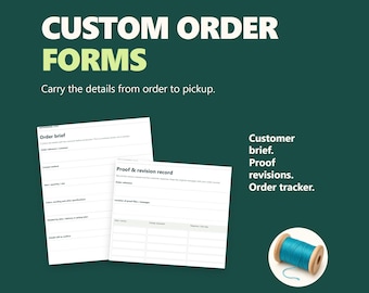 Custom Order Forms: Fillable Customer Brief, Production Checklist and Order Tracker