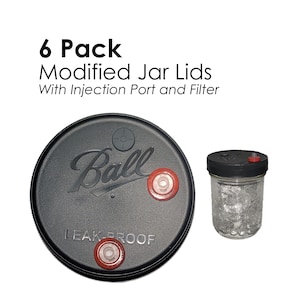 Liquid Culture Jar Lids: Autoclavable, Reusable, with Injection Port - 6 Pack