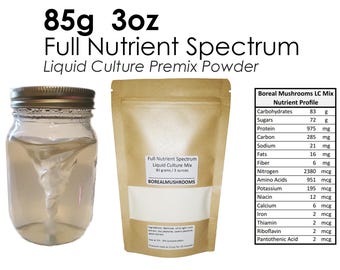 Liquid Culture Full Nutrient Spectrum Powdered Mix - 85 gram 3 ounces - Just add water
