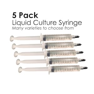 5 Pack Liquid Culture Mushroom Syringe Inoculation Mycelium Starter Culture Many Varieties Available