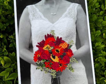 Ramo de novia bordado a mano con foto, recuerdo de aniversario en papel, regalo para parejas para conservar el ramo de novia.