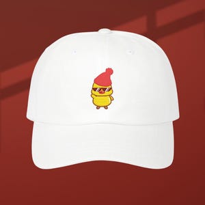 Cute Yellow Chick Dad Cap | Embroidered White Baseball Hat