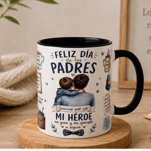 Feliz Día de los Padres coffee mug | Spanish Father Day mug, Mi Héroe design,