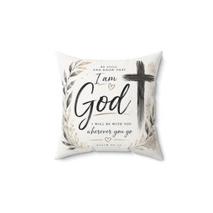 I Am God Scripture Cross Pillow | Christian Faith Decorative Pillow