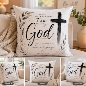 Je suis Dieu, croix biblique | Coussin décoratif foi chrétienne
