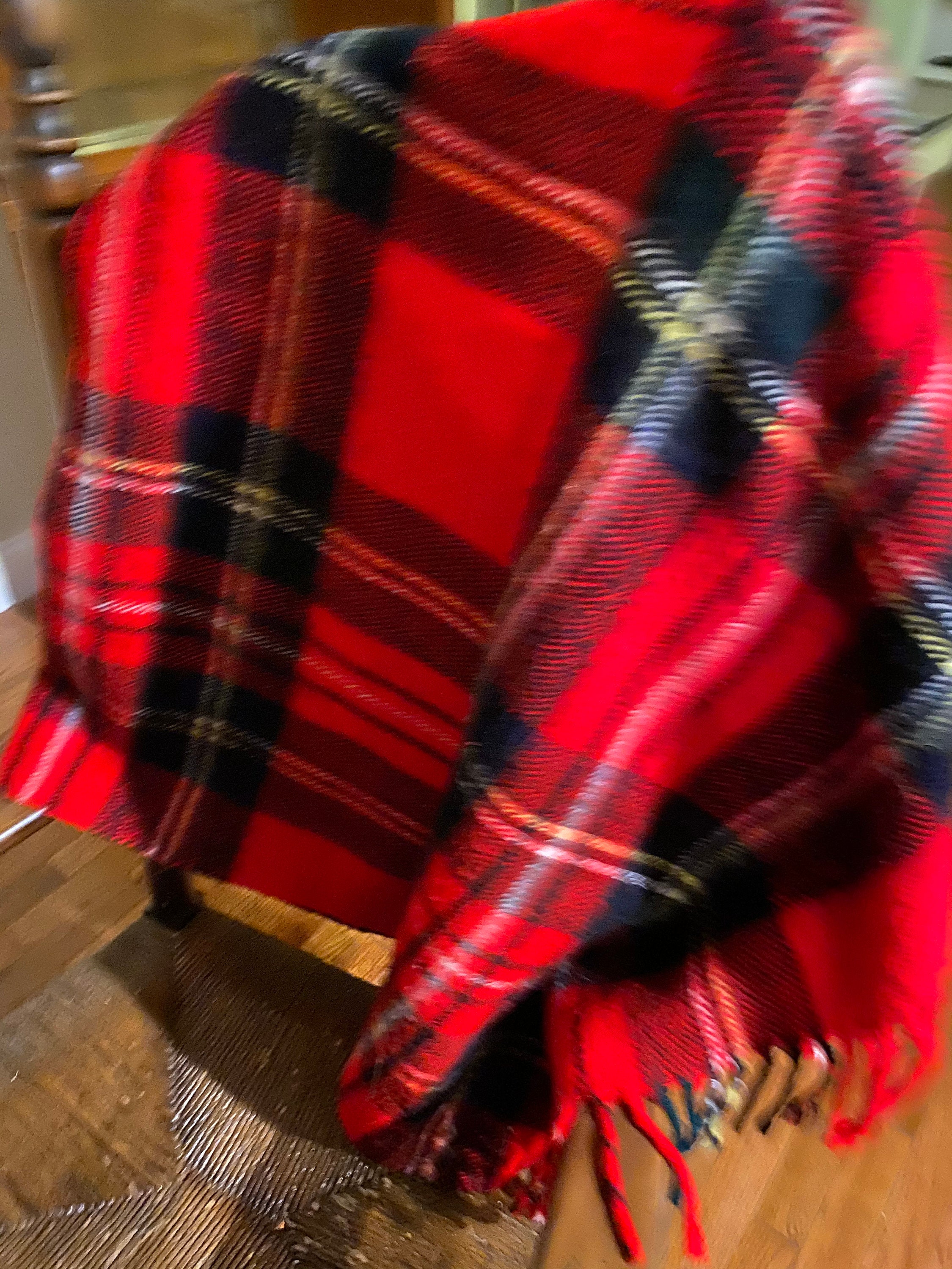 Manta roja y negra del estadio Troy Blanket Mill Etsy