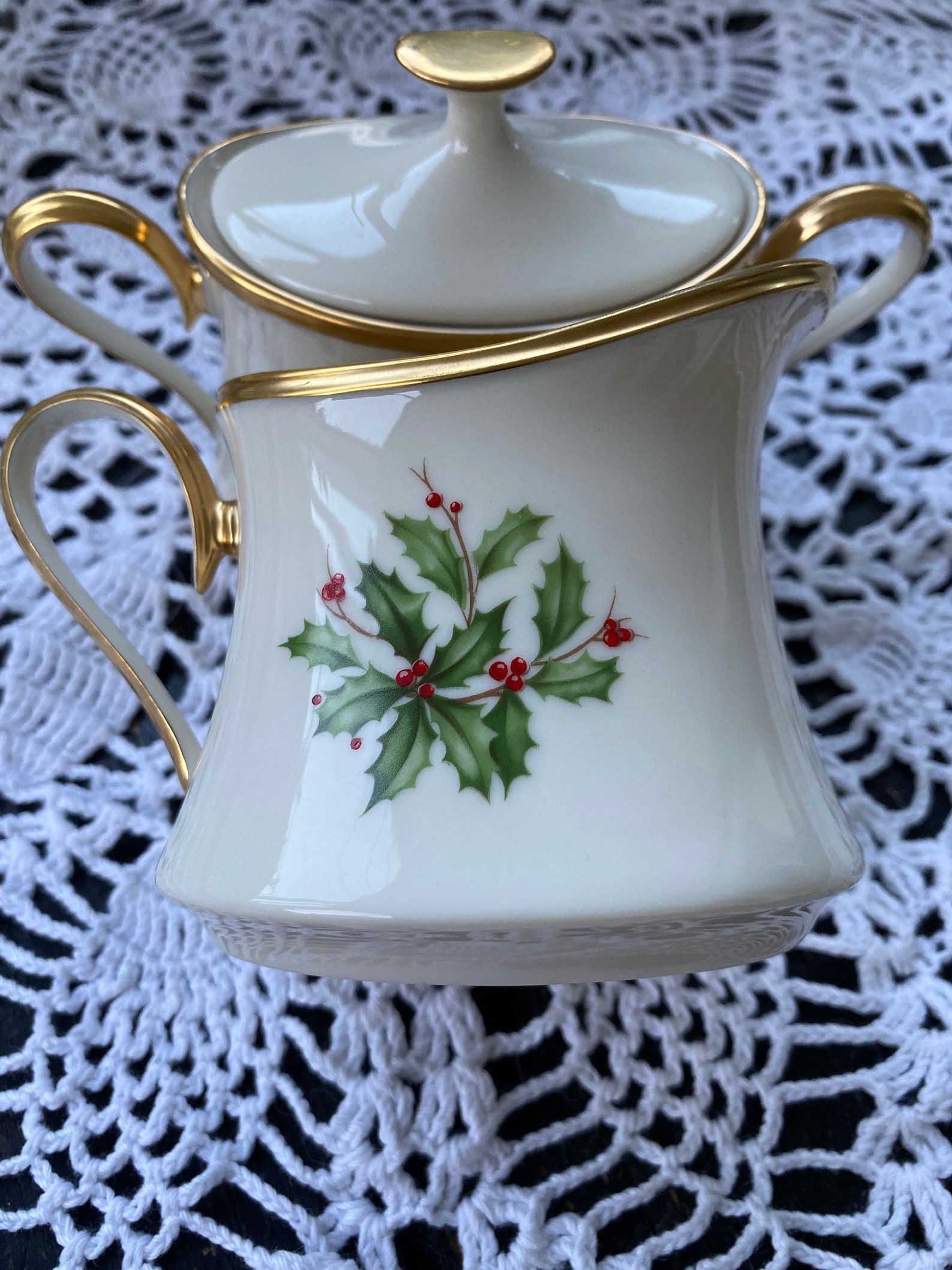 Vintage Lenox Holiday Sugar and Creamer Etsy