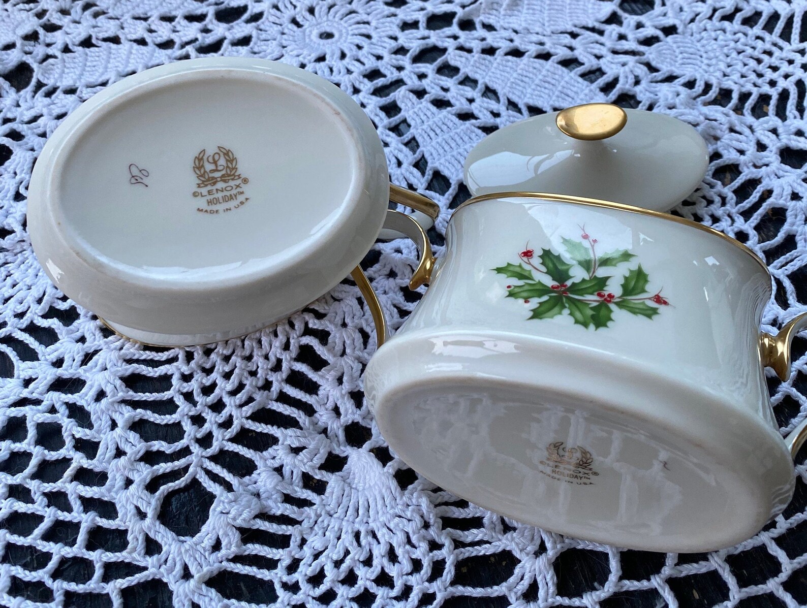 Vintage Lenox Holiday Sugar and Creamer Etsy
