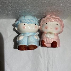 Vintage Ceramic Girl and Boy Salt and Pepper Shakers