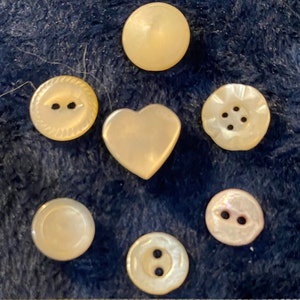 7 Vintage Tiny Mother of Pearl Buttons - Each One is Unique