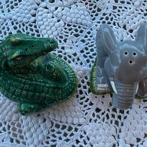 Rain Forest Cafe Nile (Alligator) and Tuki (Elephant) Salt and Pepper Shakers