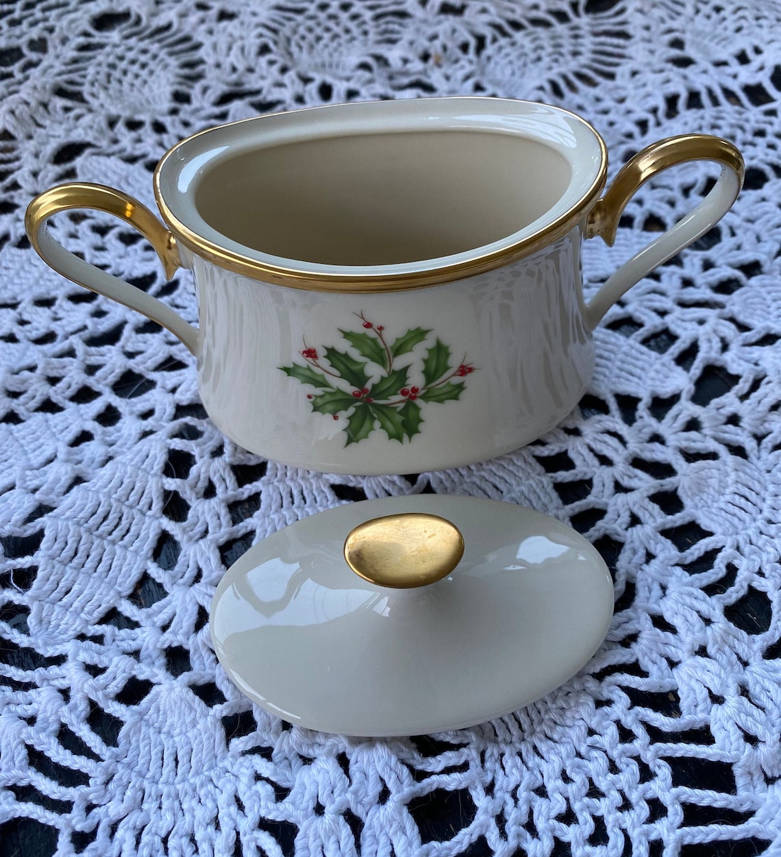 Vintage Lenox Holiday Sugar and Creamer Etsy