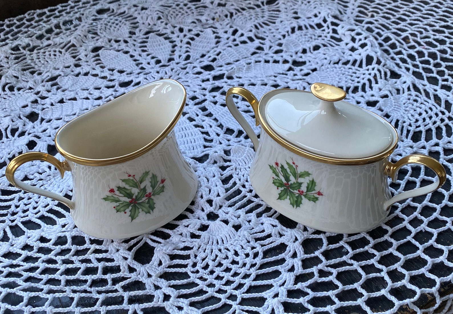 Vintage Lenox Holiday Sugar and Creamer Etsy