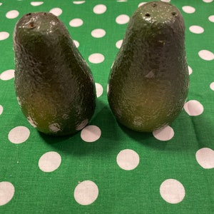 Vintage Wooden Green Avocado Salt and Pepper Shakers