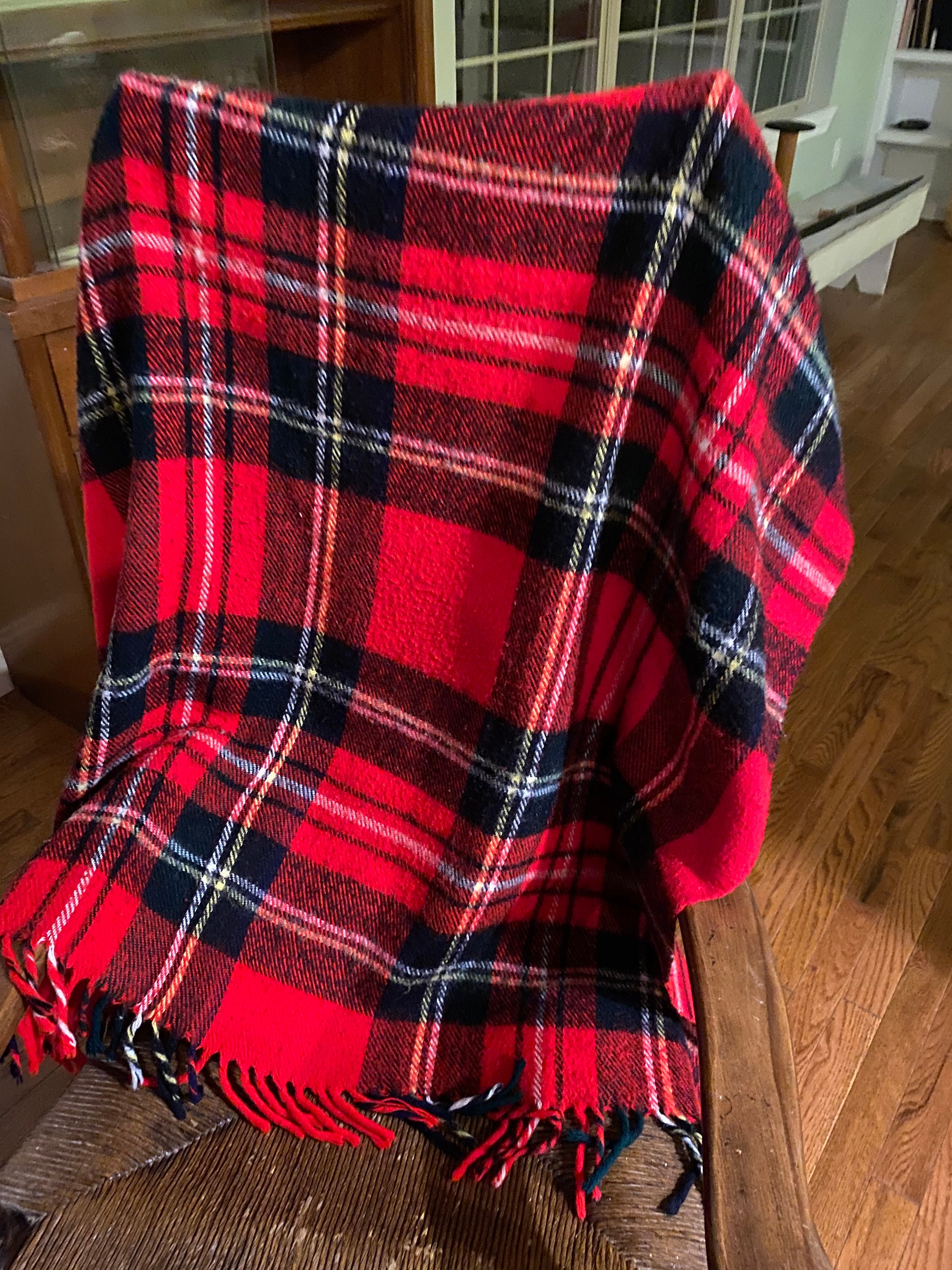 Manta roja y negra del estadio Troy Blanket Mill Etsy